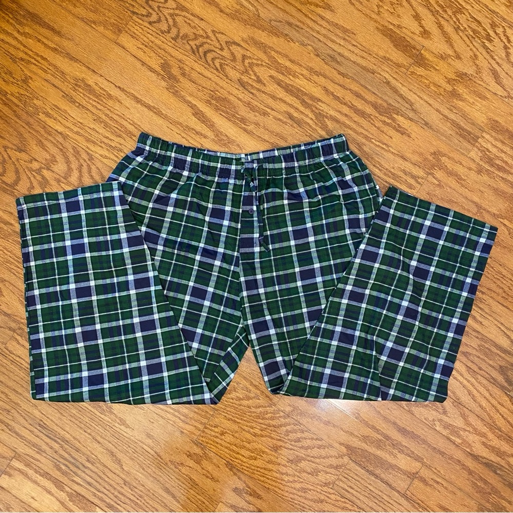 Men’s EUC 3XL, Canyon Trail Green & Blue Plaid Pull-on Pajama/Lounge Pants